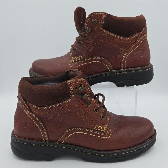 ARIAT Women’s Brown Leather Lace-Up Ankle Boots Size 7.5 B EUC - Picture 1 of 10